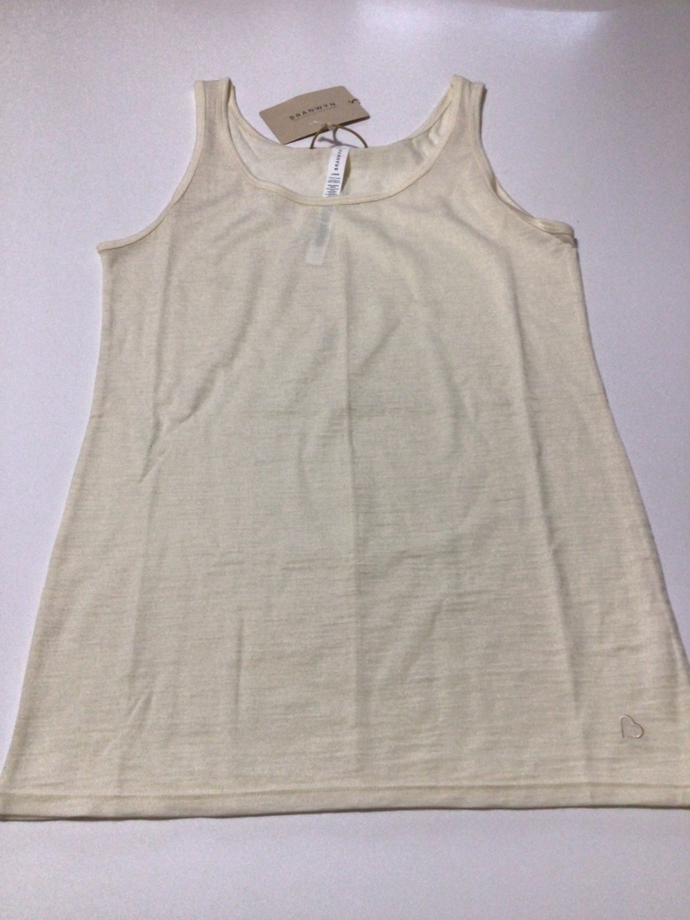 Branwyn 100% Merino Wool Tank Top-Cream/Off White-Size Large-New with Tags